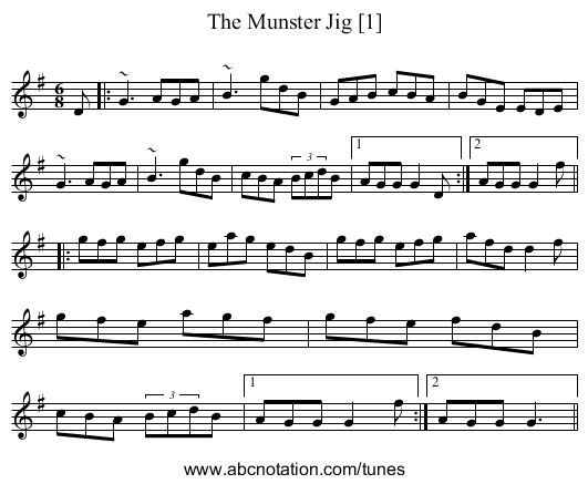 Munster Jig [1], The - staff notation