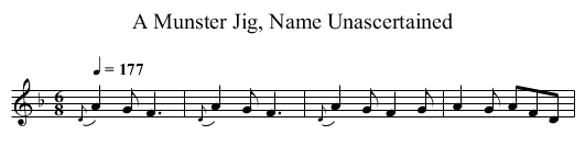 Munster Jig, Name Unascertained, A  - staff notation