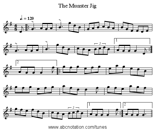 Munster Jig, The - staff notation