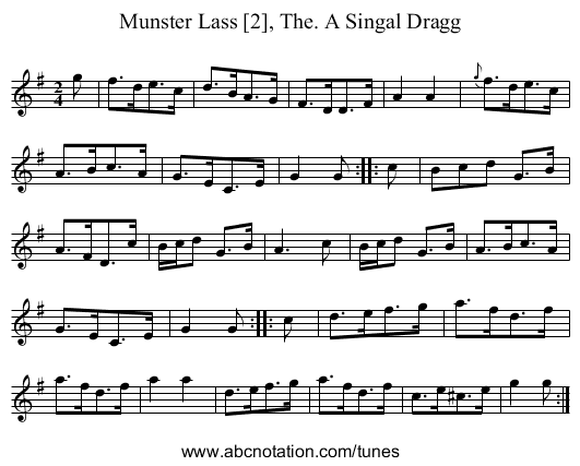 Munster Lass [2], The. A Singal Dragg - staff notation
