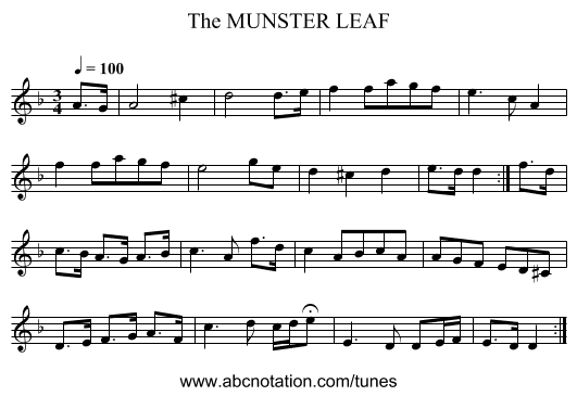 MUNSTER LEAF, The - staff notation