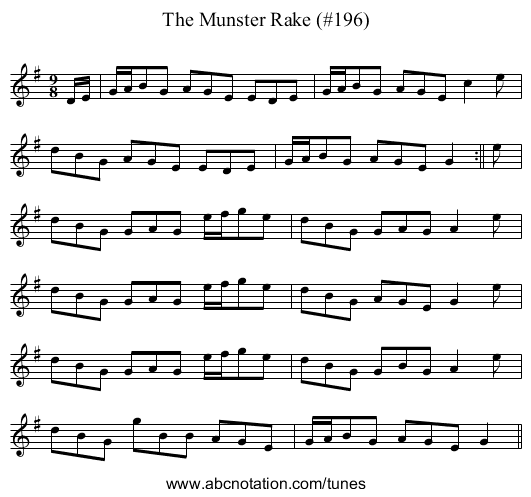 Munster Rake (#196), The - staff notation
