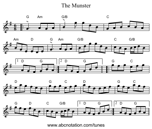 Munster, The - staff notation