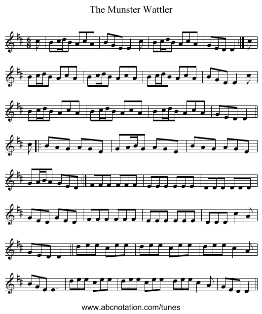 Munster Wattler, The - staff notation