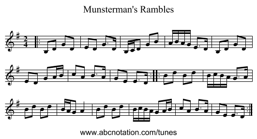 Munsterman's Rambles - staff notation
