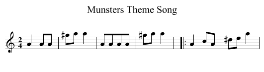 Munsters Theme Song - staff notation