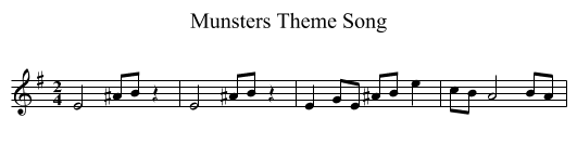 Munsters Theme Song - staff notation