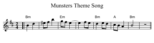 Munsters Theme Song - staff notation
