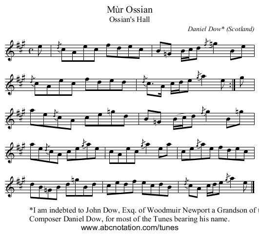 Mùr Ossian - staff notation