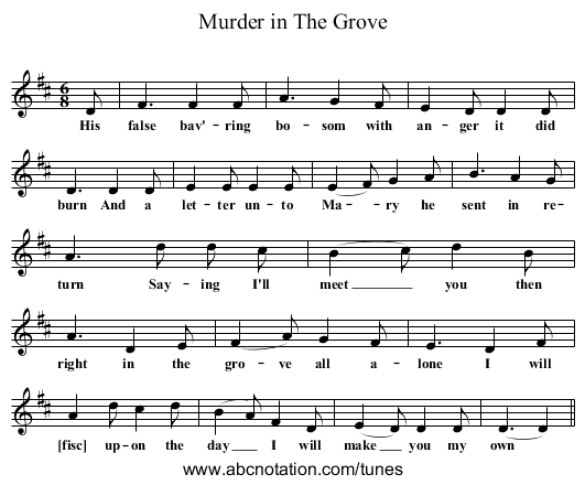 Murder in The Grove - staff notation