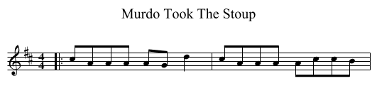 Murdo Took The Stoup - staff notation