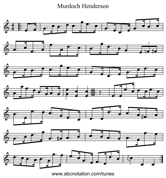 Murdoch Henderson - staff notation