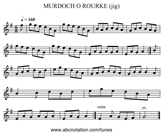 MURDOCH O ROURKE (jig) - staff notation