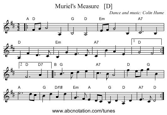 Muriel's Measure   [D] - staff notation