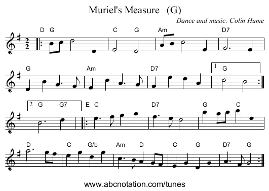 Muriel's Measure   (G) - staff notation