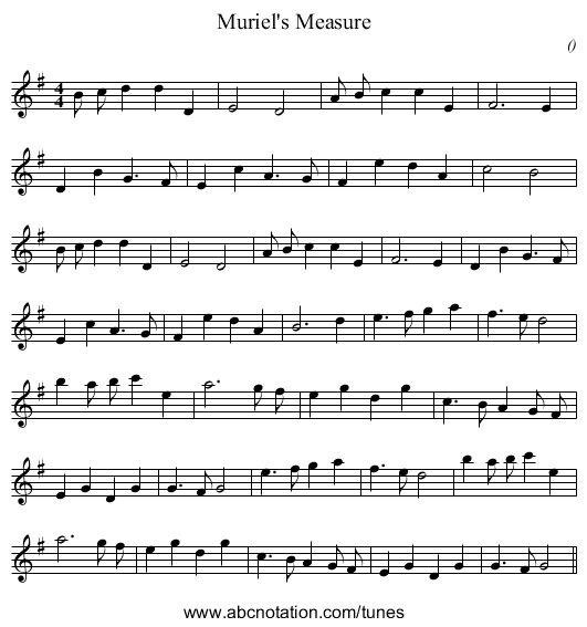 Muriel's Measure - staff notation