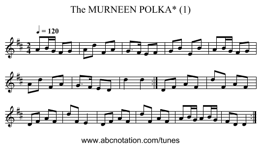 MURNEEN POLKA* (1), The - staff notation