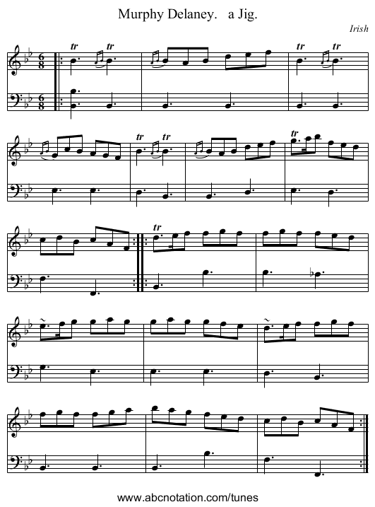 Murphy Delaney.   a Jig. - staff notation