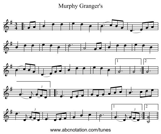 Murphy Granger's - staff notation
