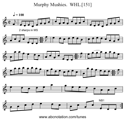 Murphy Mushies.  WHL.[151] - staff notation