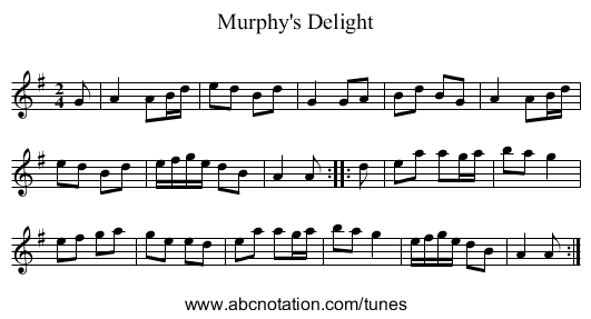 Murphy's Delight - staff notation