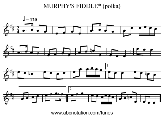MURPHY'S FIDDLE* (polka) - staff notation