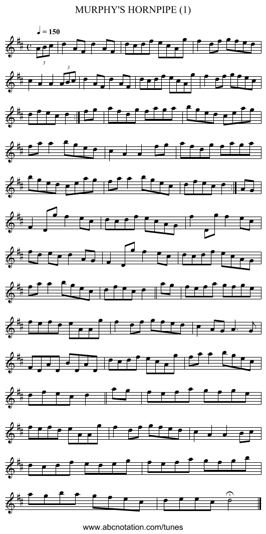 MURPHY'S HORNPIPE (1) - staff notation