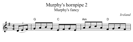Murphy's hornpipe 2 - staff notation