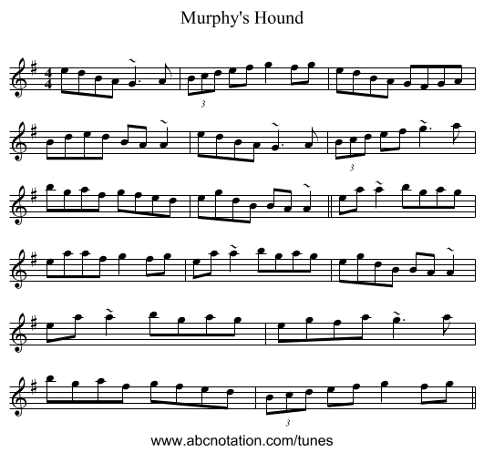 Murphy's Hound - staff notation