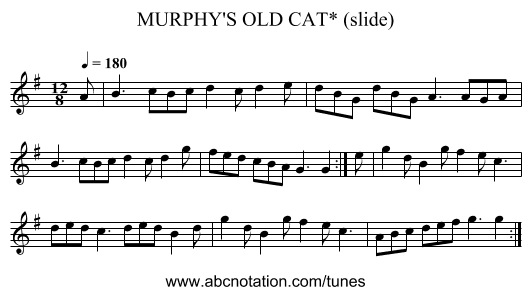 MURPHY'S OLD CAT* (slide) - staff notation