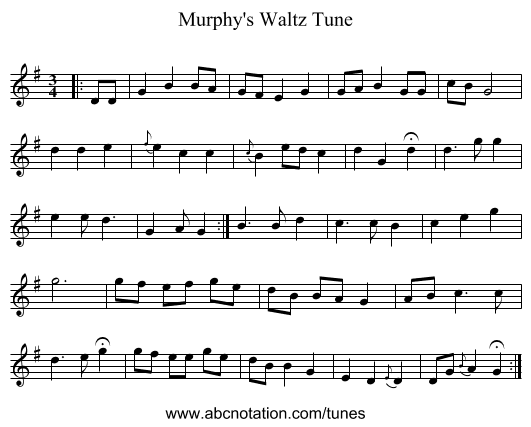 Murphy's Waltz Tune - staff notation