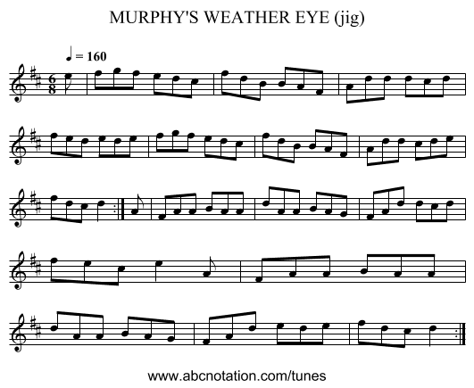 MURPHY'S WEATHER EYE (jig) - staff notation