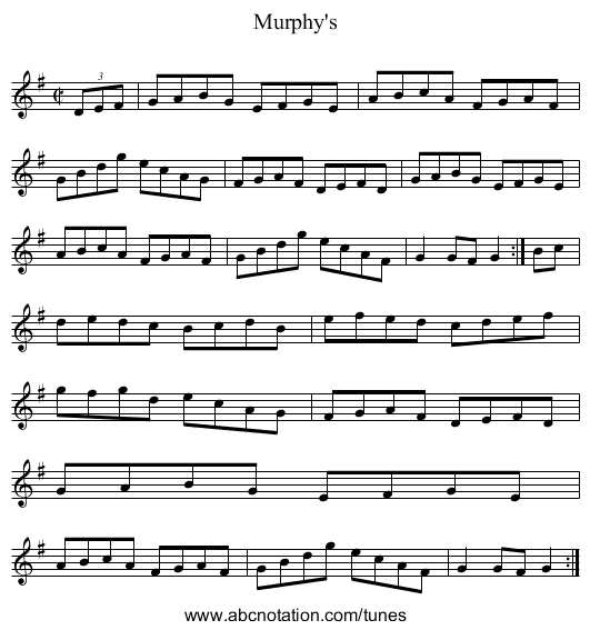 Murphy's - staff notation