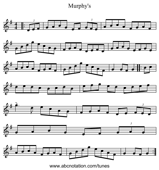 Murphy's - staff notation