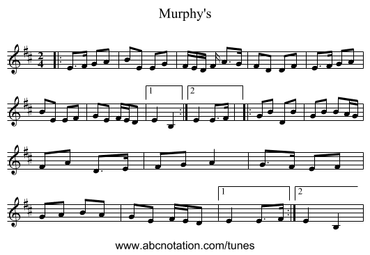 Murphy's - staff notation