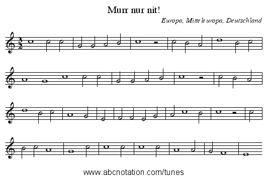 Murr nur nit! - staff notation