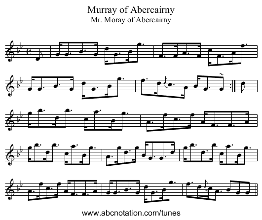 Murray of Abercairny - staff notation
