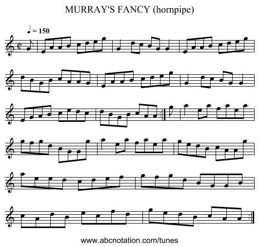 MURRAY'S FANCY (hornpipe) - staff notation