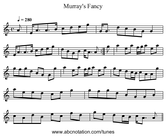 Murray's Fancy - staff notation
