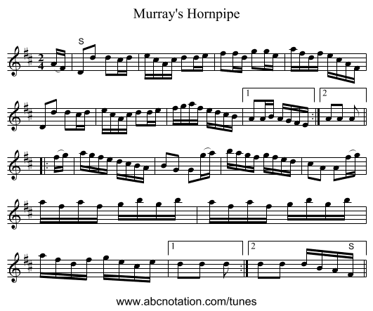 Murray's Hornpipe - staff notation