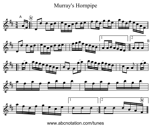 Murray's Hornpipe - staff notation