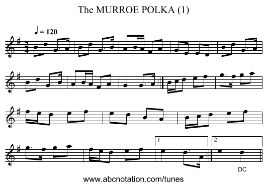 MURROE POLKA (1), The - staff notation
