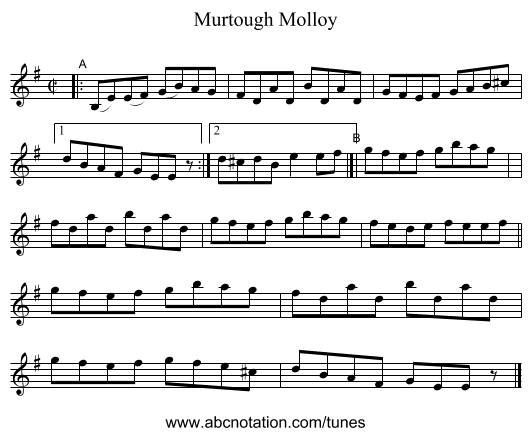 Murtough Molloy - staff notation