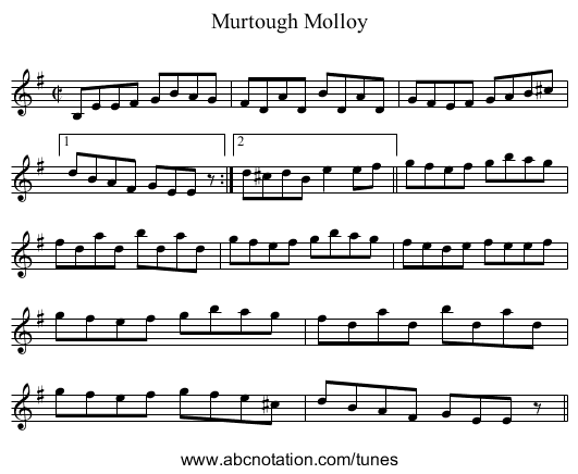 Murtough Molloy - staff notation