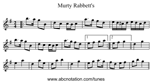 Murty Rabbett's - staff notation
