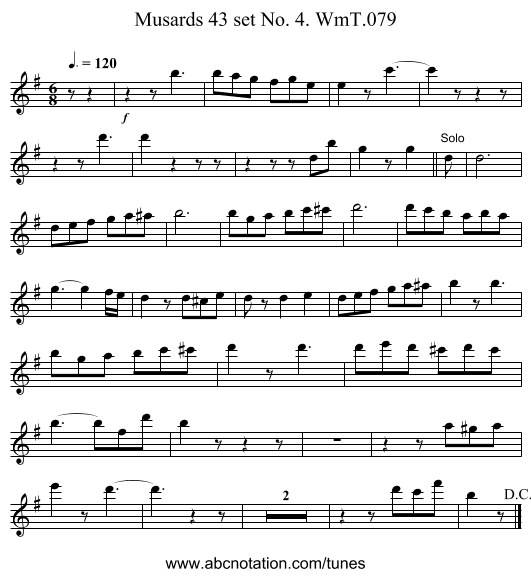 Musards 43 set No. 4. WmT.079 - staff notation
