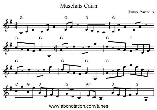 Muschats Cairn - staff notation