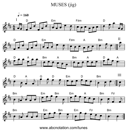 MUSES (jig) - staff notation
