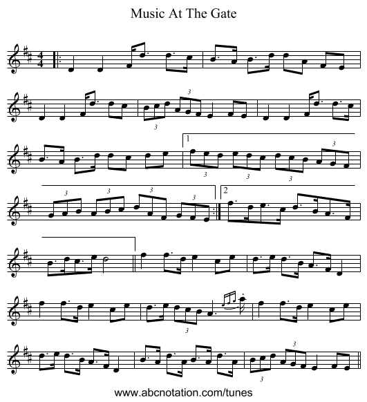 Music At The Gate - staff notation