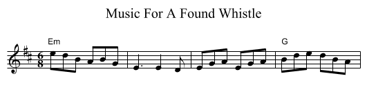 Music For A Found Whistle - staff notation